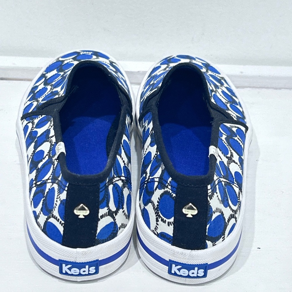 Keds‎ x Kate Spade New York Slip-on Sneaker Blue and White Circle Print Size 8 - Picture 4 of 12